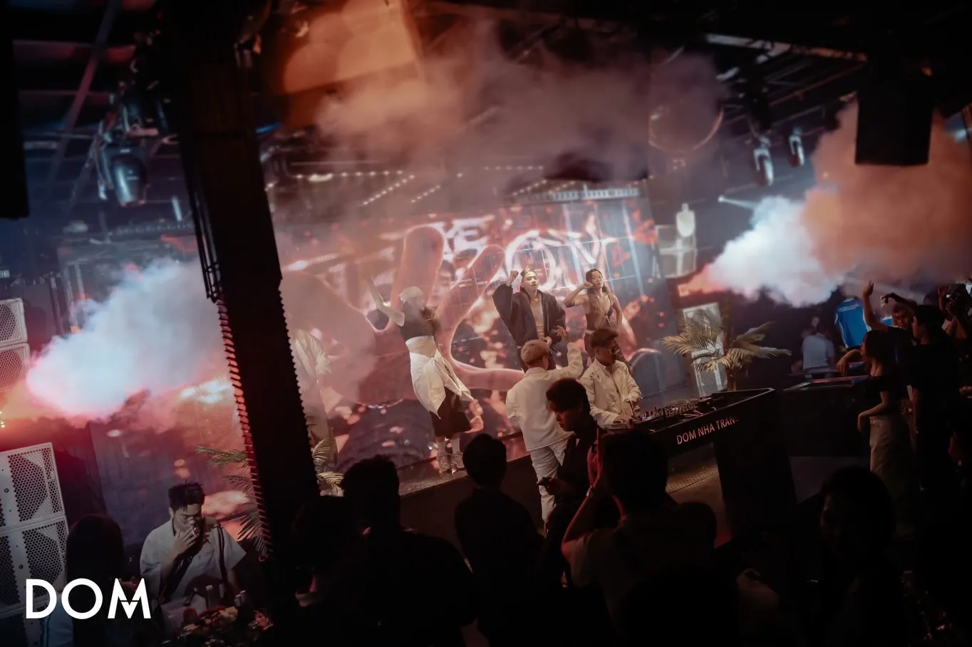 Bright stage smoke over the crowd at DOM